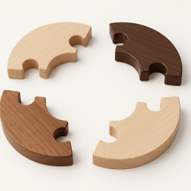 RightFit Communication Framework puzzle image of four partially assembled puzzle pieces making a circle.