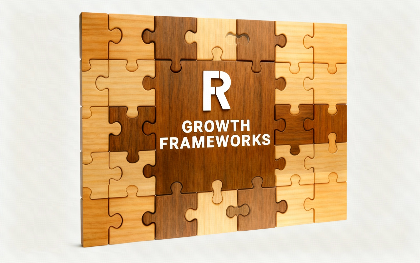 Completed puzzle with the RightFit logo in the middle and the words "Growth Frameworks"