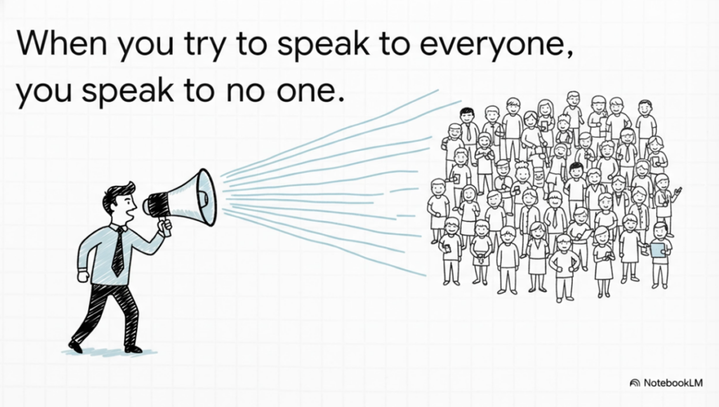 Image a man shouting into a megaphone at a large crowd. Like most accounting firms trying to differentiate themselves from other firms.